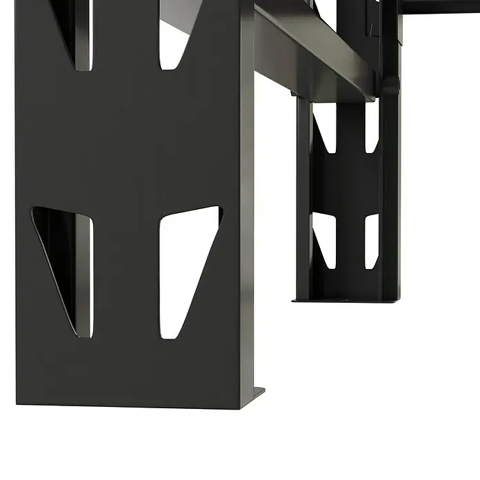 Regalux Metallregal Heavy Duty - H x B x T: 183 x 120 x 60 cm, Traglast pro Boden: 600 kg, Anzahl Böden: 4 Stk., Stecken, Schwarz - Nahaufnahme dunkelgrauer Metallregalkomponenten: Ständer mit Aussparungen und horizontale Träger.
