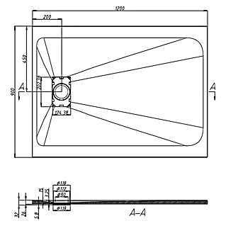 Sanotechnik Tuš kad SMC (Do x Š: 120 x 90 cm, Plastika, Antracit/Črna)