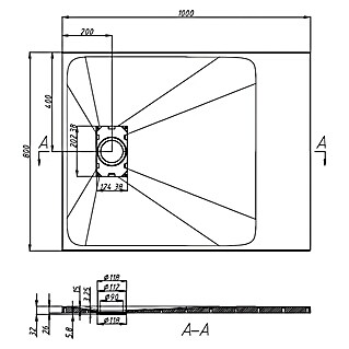 Sanotechnik Tuš kad SMC (Do x Š: 100 x 80 cm, Plastika, Antracit/Črna)
