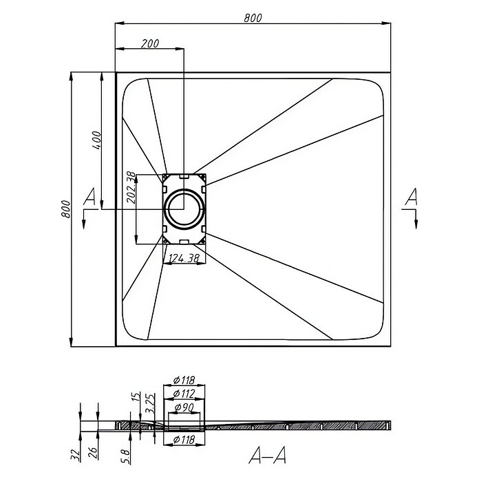 Sanotechnik Tuš kad SMC  (Do x Š: 80 x 80 cm, Plastika, črna) | Tuš kadi iz mineralne litine | Tuš kadi | Tuširanje | Kopalnica in sanitarije | Izdelki | BAUHAUS