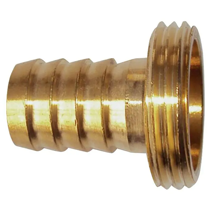 Schlauchverschraubung - Messing, Außengewinde: 1 ¼″ - Goldfarbenes Messing-Schlauchstutzen mit Außengewinde.