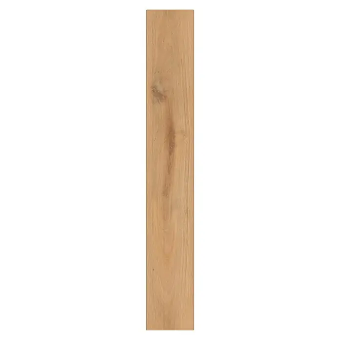Laminado Hidro Gold Vista - 1.288 x 195 x 8 mm, Marrón, AC5, Resistente al agua - Tabla de madera marrón claro con vetas naturales.