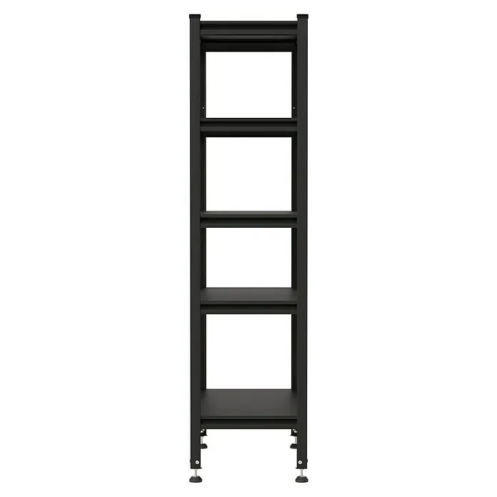 Regalux Metallregal Style S - H x B x T: 175 x 80 x 45 cm, Traglast pro Boden: 100 kg, Anzahl Böden: 5 Stk., Stecken, Schwarz - Schwerlastregal aus schwarzem Metall mit fünf Einlegeböden und verstellbaren Füßen.