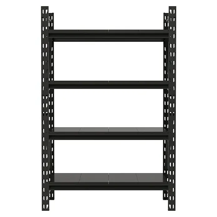 Regalux Metallregal Heavy Duty - H x B x T: 183 x 120 x 60 cm, Traglast pro Boden: 600 kg, Anzahl Böden: 4 Stk., Stecken, Schwarz - Vierstufiges schwarzes Metall-Schwerlastregal für Lagerung.