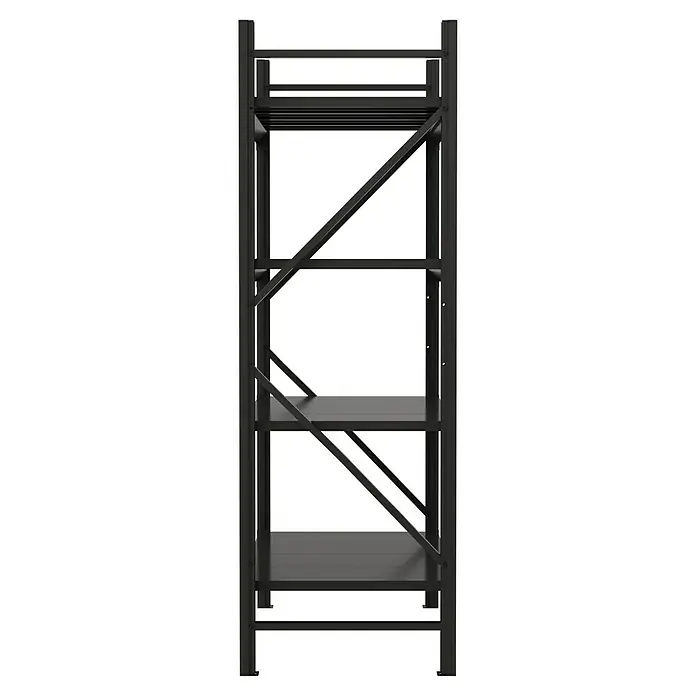 Regalux Metallregal Heavy Duty - H x B x T: 183 x 120 x 60 cm, Traglast pro Boden: 600 kg, Anzahl Böden: 4 Stk., Stecken, Schwarz - Schwarzes Metallregal im Industriestil mit 4 Ablagen und Kreuzverstrebung.
