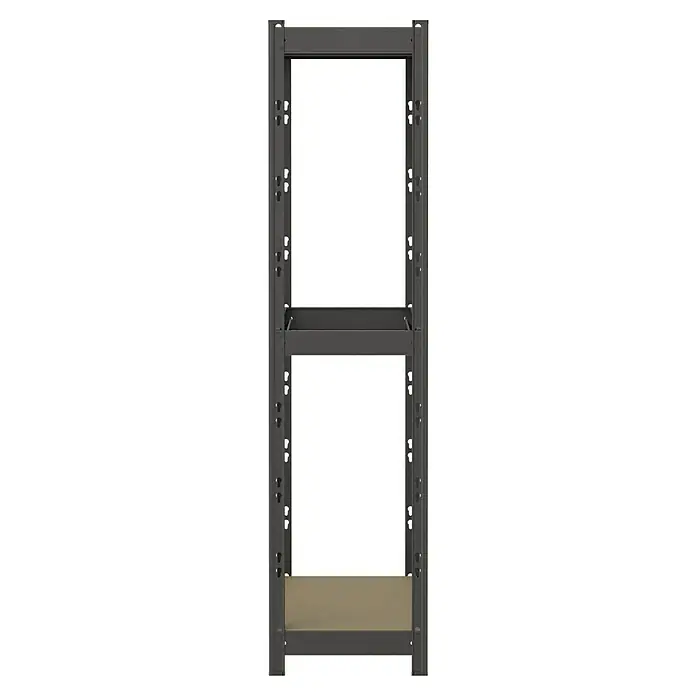 Regalux Getränkekistenregal - H x B x T: 133 x 70 x 32,5 cm, Traglast pro Boden: 50 kg, Anzahl Böden: 1 Stk., Stecken, Anthrazit - Dunkelgraues Metallregal mit einer beigen unteren Ablage und einer dunkelgrauen mittleren Ablage.