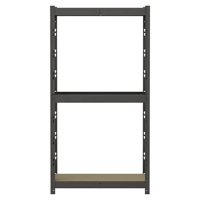 Regalux Getränkekistenregal - H x B x T: 133 x 70 x 32,5 cm, Traglast pro Boden: 50 kg, Anzahl Böden: 1 Stk., Stecken, Anthrazit - Dunkelgraues Metallregal mit einem hellbraunen Holzregalboden.
