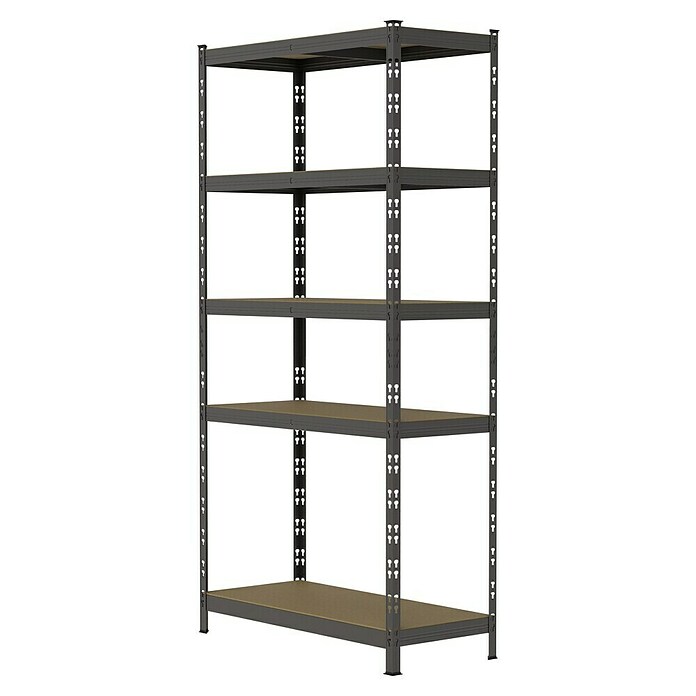 Regalux Metallregal (H x B x T: 180 x 93 x 40 cm, Traglast pro Boden: 175 kg, Anzahl Böden: 5 Stk., Grau, Stecken) | BAUHAUS