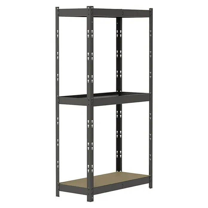 Regalux Getränkekistenregal - H x B x T: 133 x 70 x 32,5 cm, Traglast pro Boden: 50 kg, Anzahl Böden: 1 Stk., Stecken, Anthrazit - Dunkelgraues Metallregal mit hellem Holz-Bodenregal.