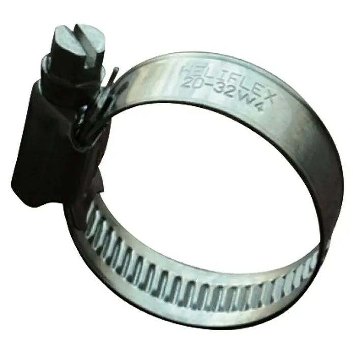 Schlauchschelle W4 - Spannbereich: 35 mm - 50 mm, 12 mm, Edelstahl - Verstellbare Edelstahlschlauchklemme mit Schraubmechanismus und gezahntem Band.