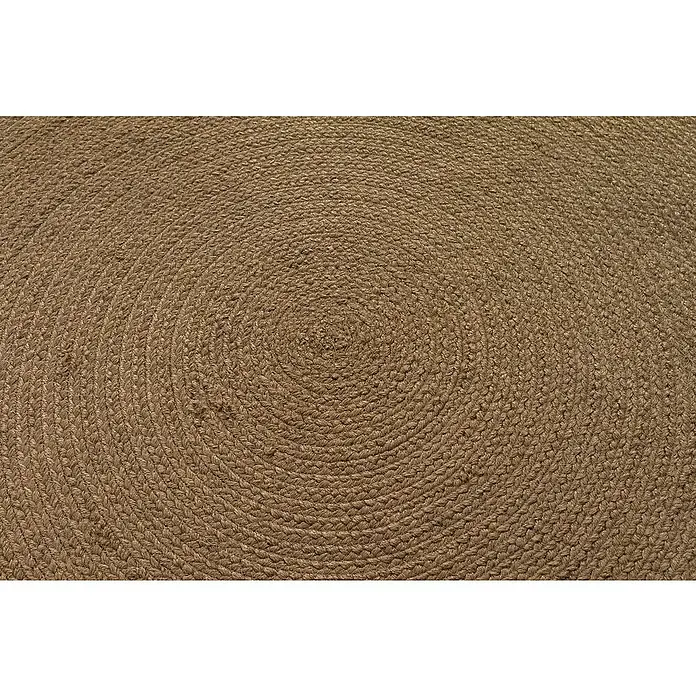 Alfombra exterior In/Out Ebro - Marrón, Diámetro: 120 cm, 100% Polietileno - Alfombra redonda trenzada marrón de fibras naturales, con diseño en espiral.
