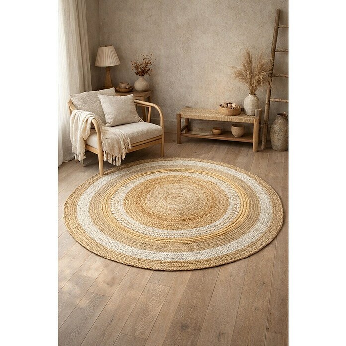 Alfombra de yute Marsella (Natural, Diámetro: 120 cm, 100% yute) | BAUHAUS
