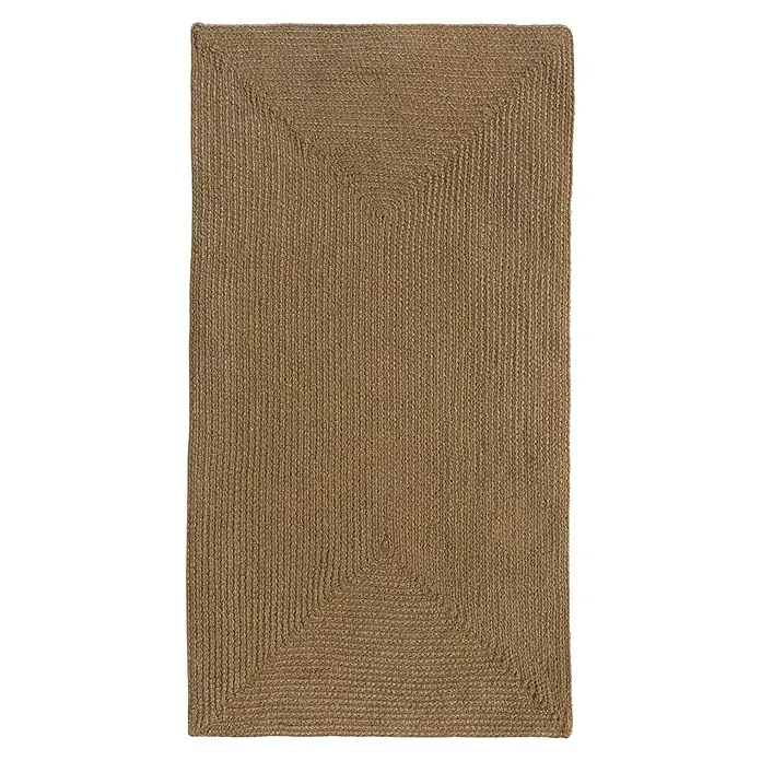 Alfombra exterior In/Out Ebro - Marrón, 110 x 60 cm, 100% Polietileno - Alfombra rectangular trenzada de yute en color marrón natural.