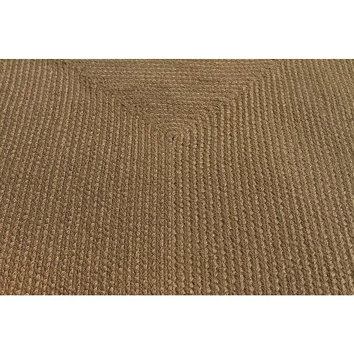Alfombra exterior In/Out Ebro - Marrón, 110 x 60 cm, 100% Polietileno - Alfombra trenzada marrón con patrón concéntrico rectangular.