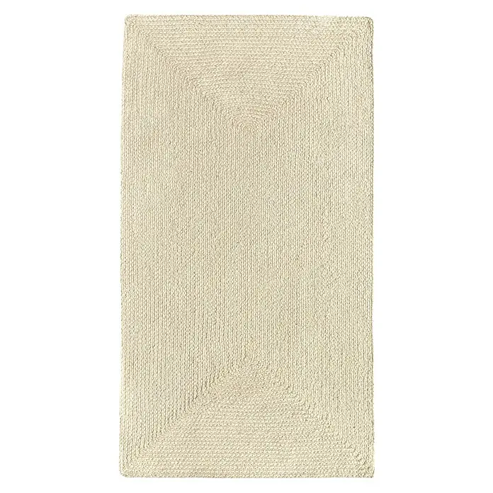 Alfombra exterior In/Out Ebro - Crema, 110 x 60 cm, 100% Polietileno - Alfombra trenzada rectangular beige claro.