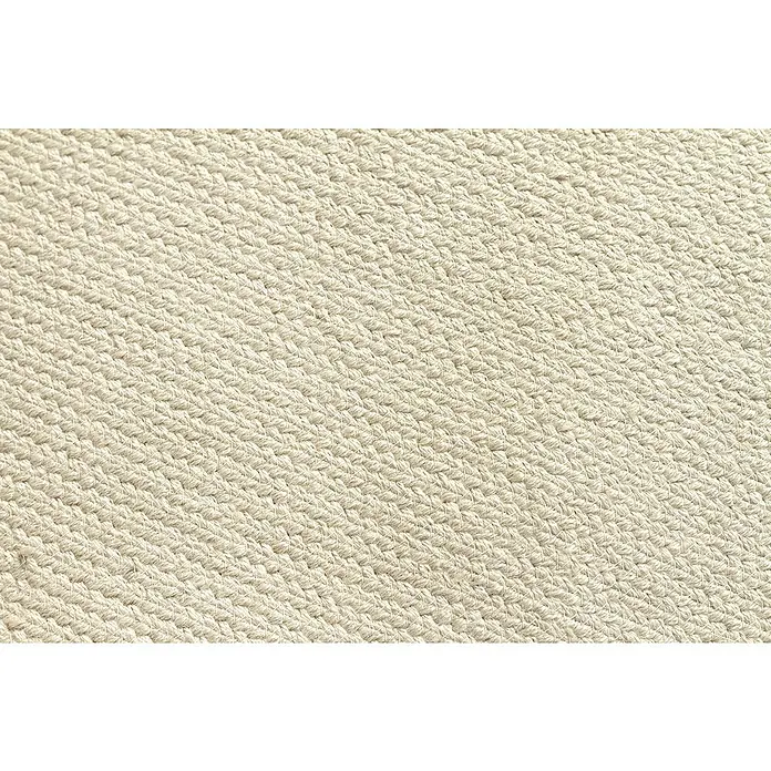 Alfombra exterior In/Out Ebro - Crema, 110 x 60 cm, 100% Polietileno - Tejido trenzado beige claro con textura diagonal prominente.