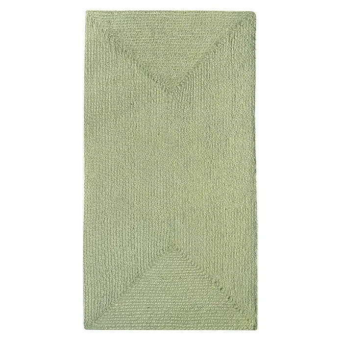 Alfombra exterior In/Out Ebro - Verde, 110 x 60 cm, 100% Polietileno - Alfombra trenzada verde claro con patrón de tejido en forma de V.