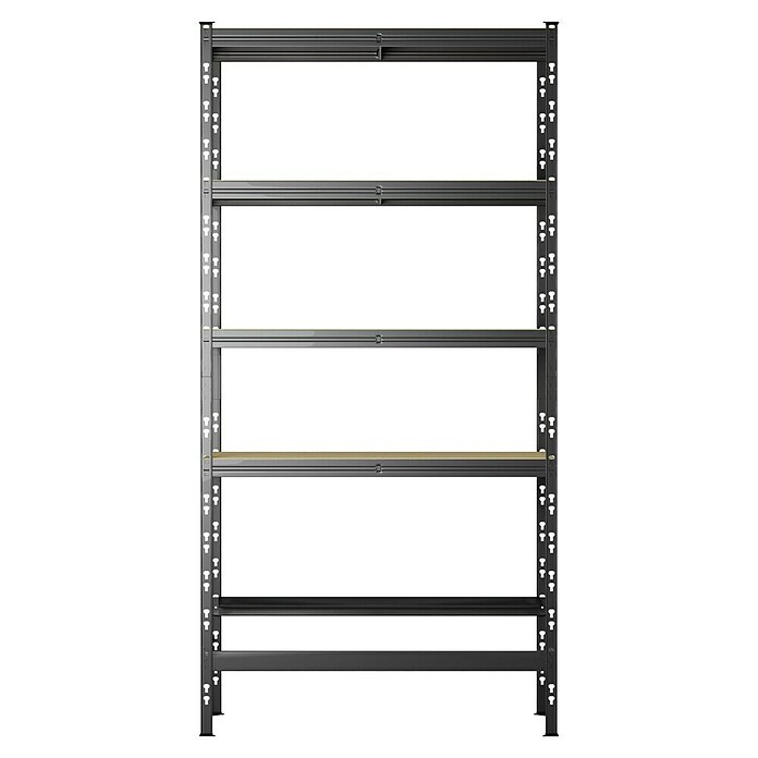 Regalux Metallregal (H x B x T: 180 x 93 x 40 cm, Traglast pro Boden: 175 kg, Anzahl Böden: 5 Stk., Grau, Stecken) | BAUHAUS