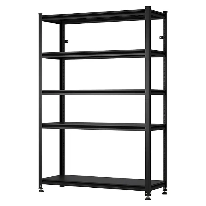 Regalux Metallregal Style M - H x B x T: 175 x 120 x 45 cm, Traglast pro Boden: 150 kg, Anzahl Böden: 5 Stk., Stecken, Schwarz - Schwarzes Metallregal mit fünf Ablagen für vielseitige Lagerung.
