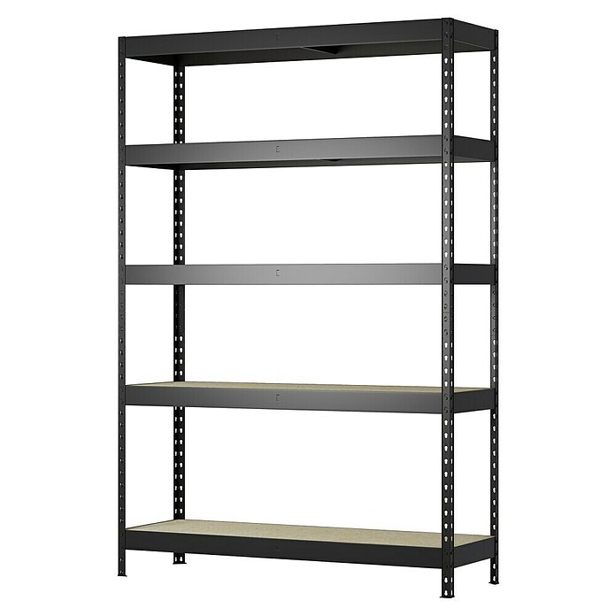 Regalux Schwerlastregal Rivet Atlas (H x B x T: 180 x 160 x 60 cm, Traglast pro Boden: 280 kg, Anzahl Böden: 4 Stk., Stecken, Schwarz) | BAUHAUS