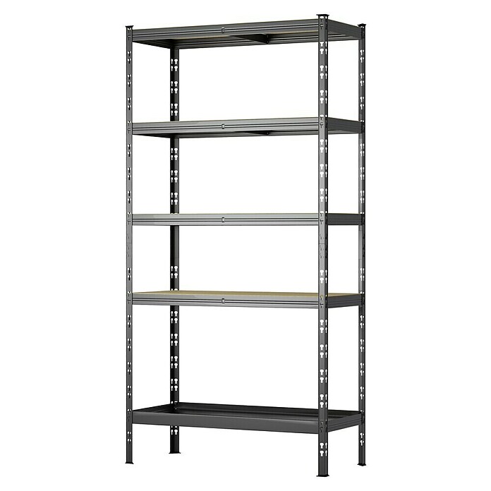 Regalux Metallregal (H x B x T: 180 x 93 x 40 cm, Traglast pro Boden: 175 kg, Anzahl Böden: 5 Stk., Grau, Stecken) | BAUHAUS