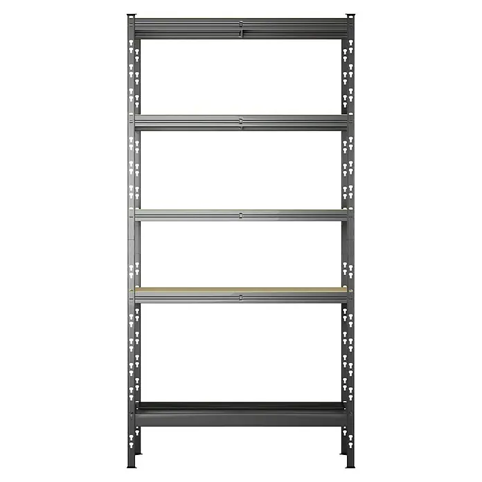 Regalux Estantería metálica - Al x An x Pr: 180 x 93 x 40 cm, Capacidad de carga por balda: 175 kg, Número de baldas: 5 ud., Inserción - Estantería metálica gris oscuro de cinco baldas de madera para almacenamiento.
