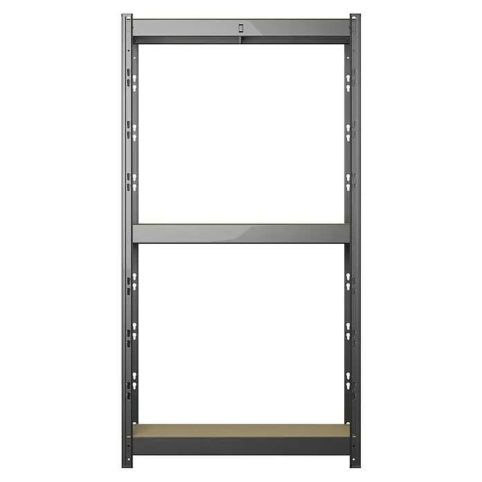 Regalux Getränkekistenregal - H x B x T: 133 x 70 x 32,5 cm, Traglast pro Boden: 50 kg, Anzahl Böden: 1 Stk., Stecken, Anthrazit - Graues Metallregal mit einem hellbraunen Boden zur Aufbewahrung.