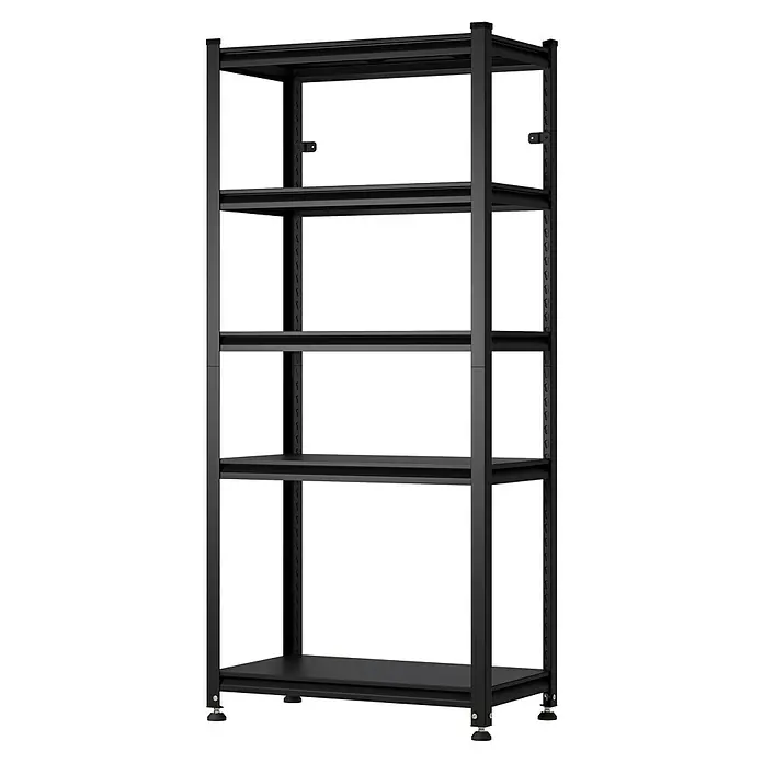 Regalux Metallregal Style S - H x B x T: 175 x 80 x 45 cm, Traglast pro Boden: 100 kg, Anzahl Böden: 5 Stk., Stecken, Schwarz - Schwarzes 5-stufiges Metallregal zur Aufbewahrung.