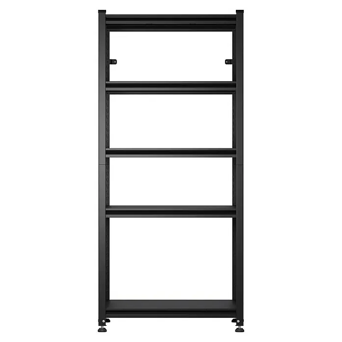 Regalux Metallregal Style S - H x B x T: 175 x 80 x 45 cm, Traglast pro Boden: 100 kg, Anzahl Böden: 5 Stk., Stecken, Schwarz - Schwarzes Metallregal mit fünf verstellbaren Böden.