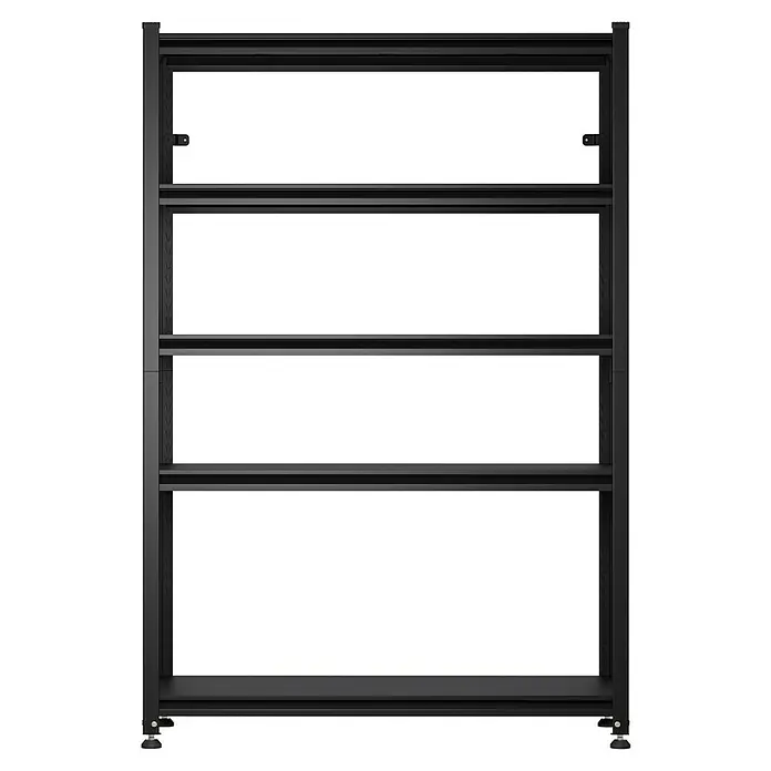 Regalux Metallregal Style M - H x B x T: 175 x 120 x 45 cm, Traglast pro Boden: 150 kg, Anzahl Böden: 5 Stk., Stecken, Schwarz - Schwarzes Metallregal mit fünf Ablagen und verstellbaren Füßen.
