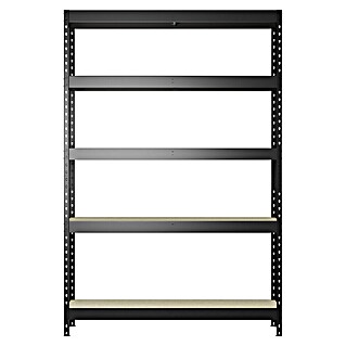 Regalux Schwerlastregal Rivet Atlas (H x B x T: 180 x 160 x 60 cm, Traglast pro Boden: 280 kg, Anzahl Böden: 4 Stk., Stecken, Schwarz)