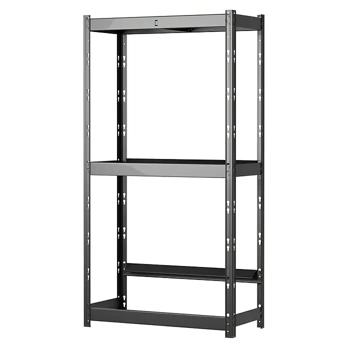 Regalux Getränkekistenregal - H x B x T: 133 x 70 x 32,5 cm, Traglast pro Boden: 50 kg, Anzahl Böden: 1 Stk., Stecken, Anthrazit - Dunkelgraues Metallregal mit drei verstellbaren Ablagen zur Aufbewahrung.