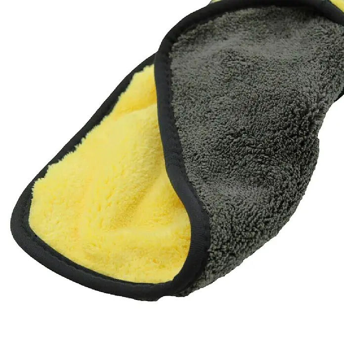 Rolmovil Bayeta de microfibra - 30 x 40 cm, Amarillo - Toalla de microfibra de doble cara amarilla y gris con ribete negro.