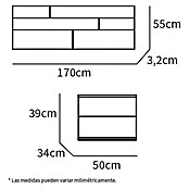Muebles Pitarch Cabecero de cama con mesitas Erika (Blanco/Roble Cambrian) | BAUHAUS