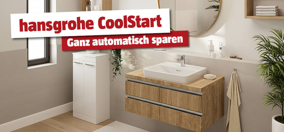 Waschbecken mit hansgrohe CoolStart Armatur