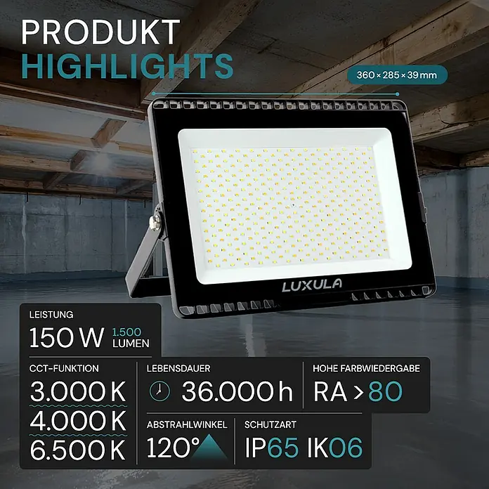 Luxula LED-Strahler - 150 W, 15.000 lm, IP65