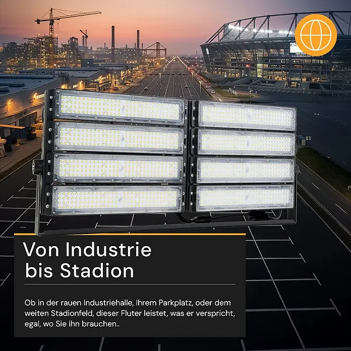 Enovalite LED-Strahler - 800 W, 104.000 lm, L x B x H: 84 x 31,9 x 7 cm, IP66