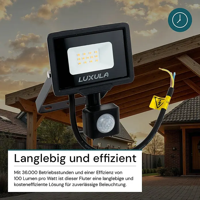 Luxula LED-Strahler - 10 W, 1.000 lm, 4.000 K, L x B x H: 10,8 x 5,5 x 15,5 cm, IP65