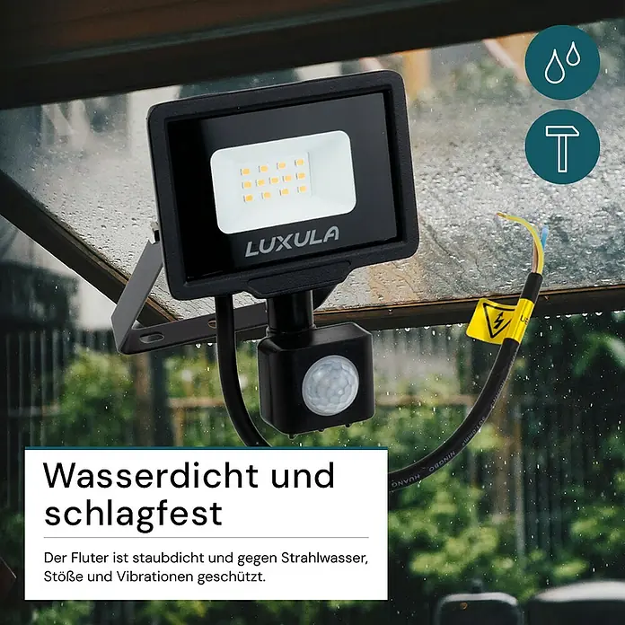 Luxula LED-Strahler - 10 W, 1.000 lm, 4.000 K, L x B x H: 10,8 x 5,5 x 15,5 cm, IP65