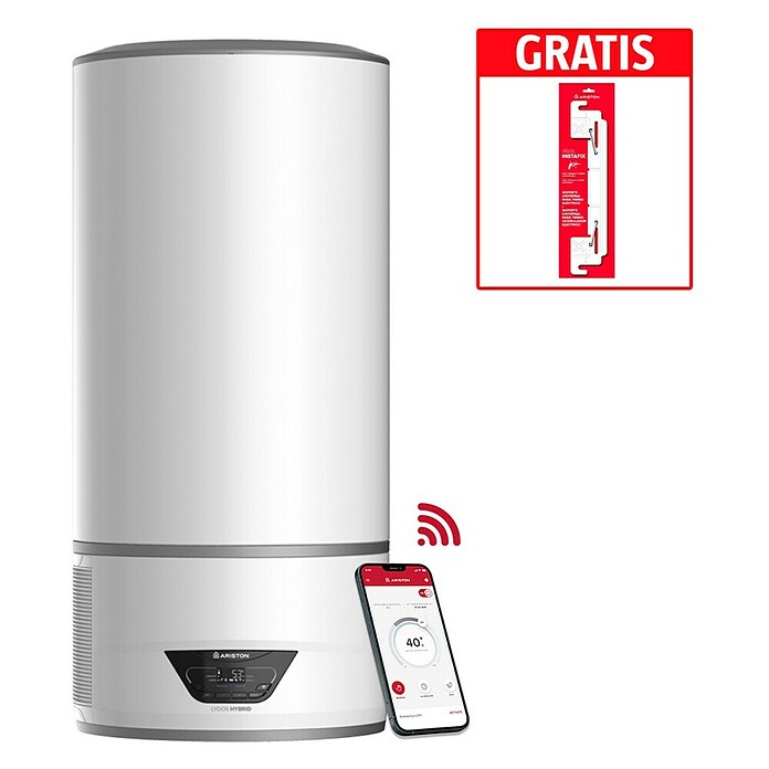 Termo eléctrico Lydos Hybrid Wifi + Instafix (100 l, 1.200 W, Montaje en la pared) + Garantía BAUHAUS 5 años para equipos eléctricos y motorizados
