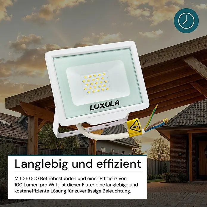 Luxula LED-Strahler - 20 W, 2.000 lm, L x B x H: 14,3 x 2,4 x 13 cm, IP65