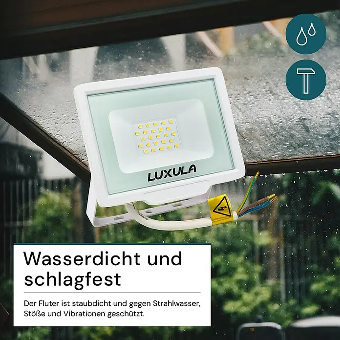 Luxula LED-Strahler - 20 W, 2.000 lm, L x B x H: 14,3 x 2,4 x 13 cm, IP65
