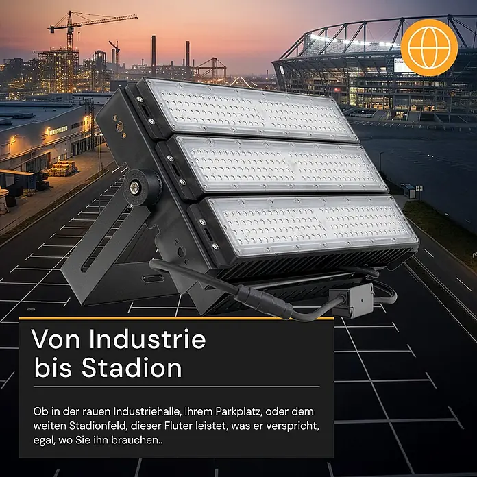 Enovalite LED-Strahler - 300 W, 39.000 lm, L x B x H: 39,5 x 23,8 x 7 cm, IP66