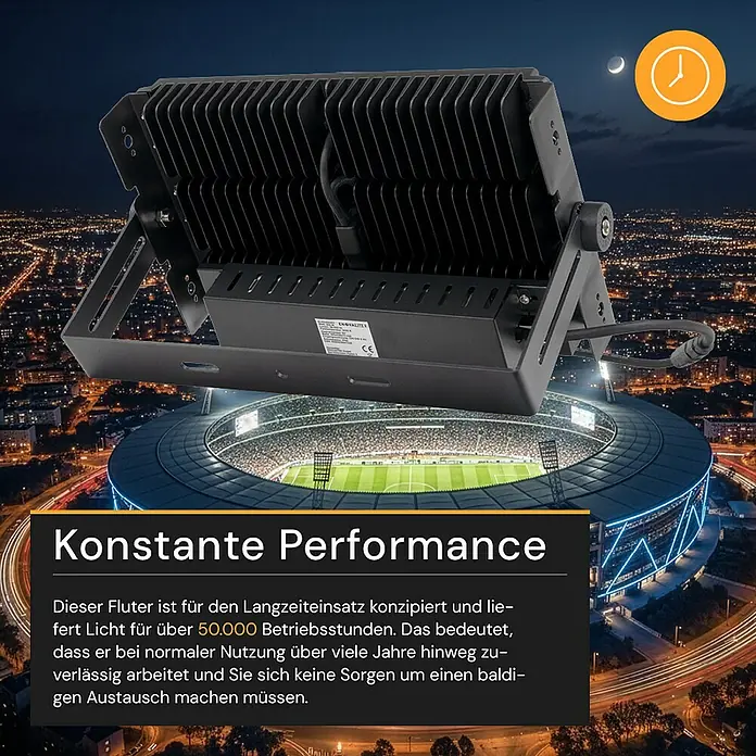 Enovalite LED-Strahler - 300 W, 39.000 lm, L x B x H: 39,5 x 23,8 x 7 cm, IP66