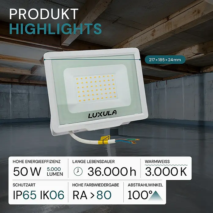 Luxula LED-Strahler - 50 W, 5.000 lm, IP65