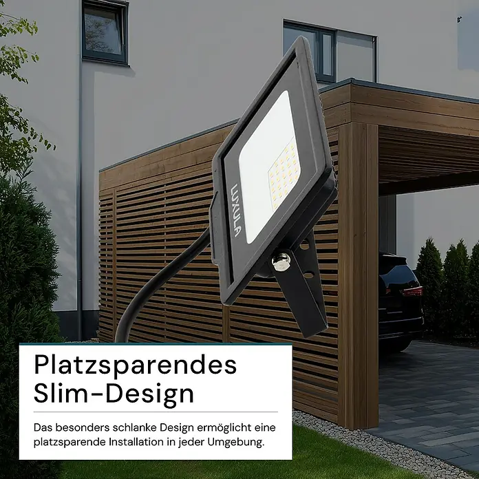 Luxula LED-Strahler - 20 W, 2.000 lm, 3.000 K, L x B x H: 14,3 x 2,4 x 13 cm, IP65