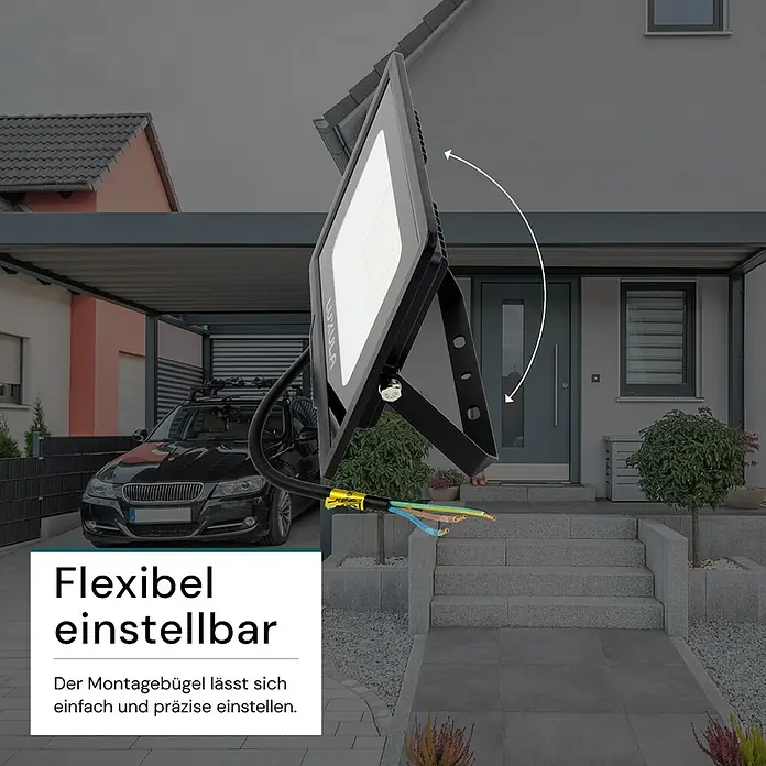 Luxula LED-Strahler - 50 W, 5.000 lm, 4.000 K, L x B x H: 21,7 x 2,6 x 18,5 cm, IP65