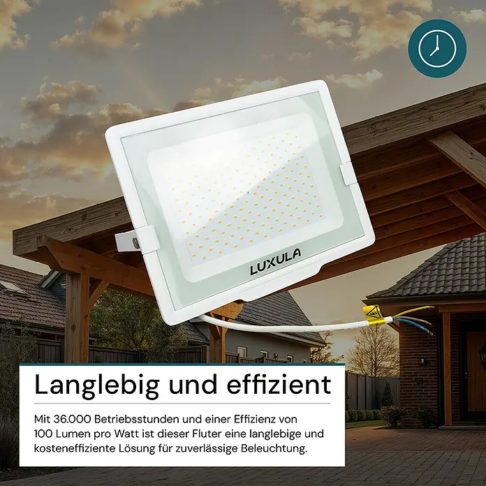 Luxula LED-Strahler - 150 W, 15.000 lm, L x B x H: 32,8 x 3,5 x 27,5 cm, IP65