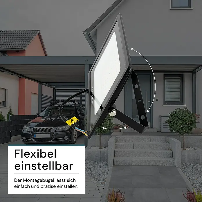 Luxula LED-Strahler - 100 W, 10.000 lm, 4.000 K, L x B x H: 28,7 x 3,2 x 23,2 cm, IP65