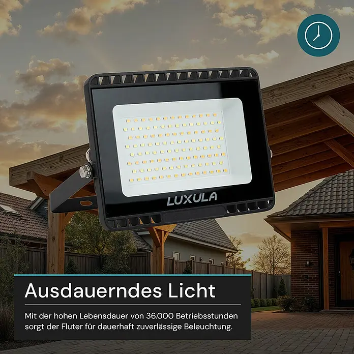 Luxula LED-Strahler - 50 W, 5.000 lm, L x B x H: 21,1 x 3,4 x 18,3 cm, IP65